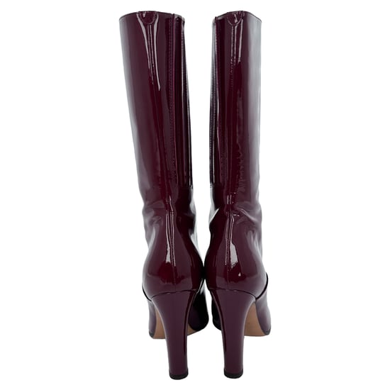 Valentino Stövlar med Dragkedjedetalj i Röd Lackläder, Mid Calf - Image 5