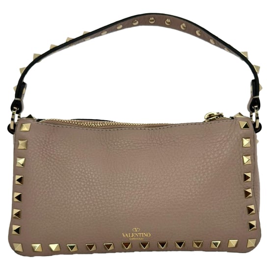 Valentino Garavani Poudre All Over Rockstud Liten Axelväska i Nudefärgad Läder - Image 4