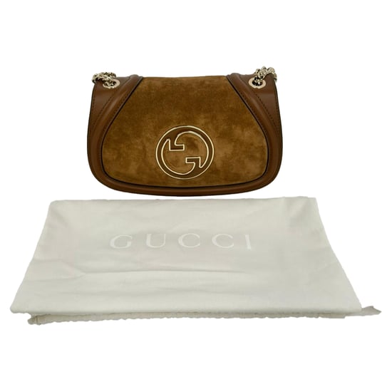 Gucci Blondie Small Shoulder Bag in Brown Suede - Image 3