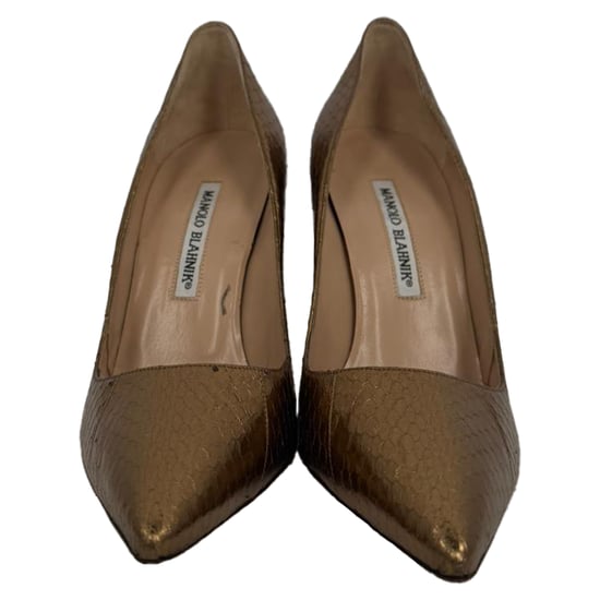 Manolo Blahnik BB Pump Pointed Toe Pumps in Bronze Snakeskin Leather - Image 1