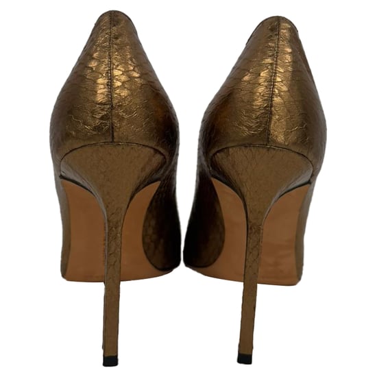 Manolo Blahnik BB Pump Pointed Toe Pumps in Bronze Snakeskin Leather - Image 2
