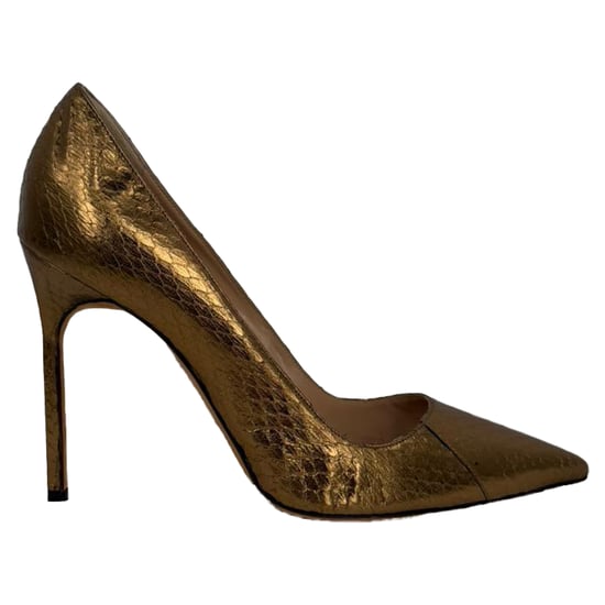 Manolo Blahnik BB Pump Pointed Toe Pumps in Bronze Snakeskin Leather - Image 3