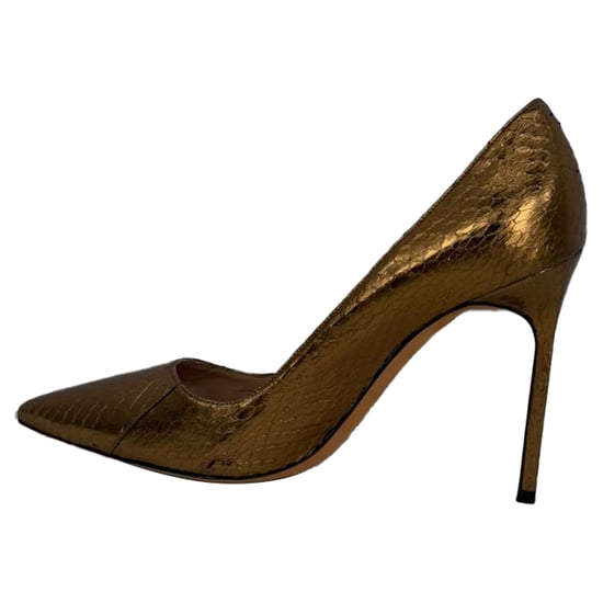 Manolo Blahnik BB Pump Pointed Toe Pumps in Bronze Snakeskin Leather - Image 4