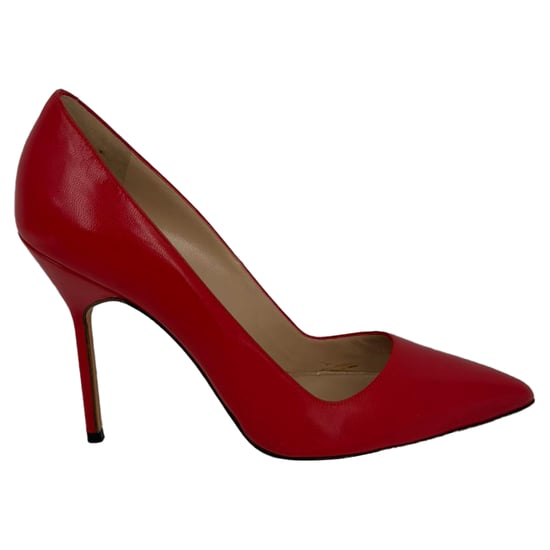 Manolo Blahnik BB 105 Heeled Pumps in Red Leather - Image 4