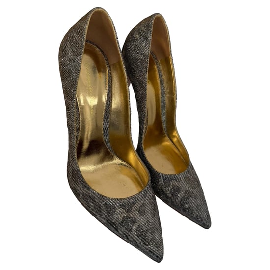 Gianvito Rossi Gianvito 105 Pointed Toe Pumps in Gold Metallic Glitter - Image 5