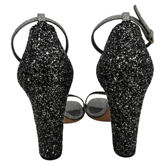 Sergio Rossi Glitter Block Heels in Silver Metallic Glitter - Image 3