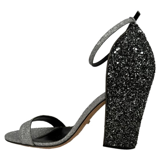 Sergio Rossi Glitter Block Heels in Silver Metallic Glitter - Image 4