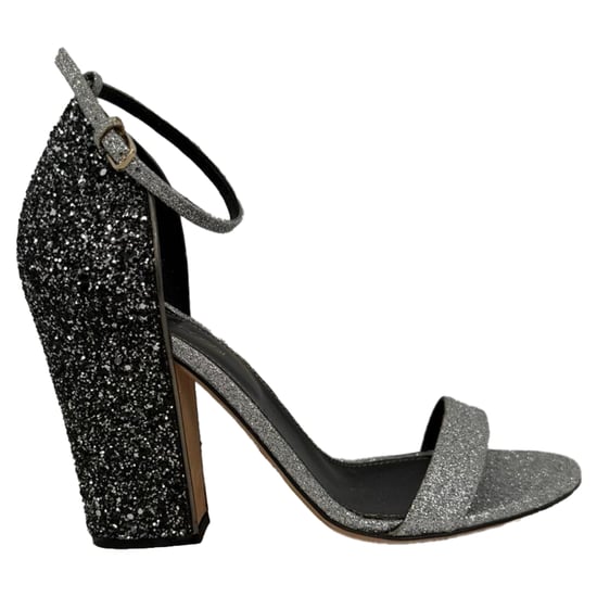 Sergio Rossi Glitter Block Heels in Silver Metallic Glitter - Image 5