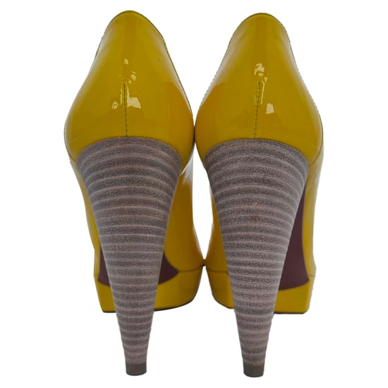 Lanvin Peep-Toe Platform Pumps in Gele Leren Lak - Image 6