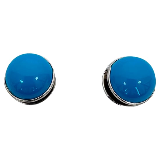 Alaïa Sphere Enamel Earrings in Light Blue Brass - Image 3