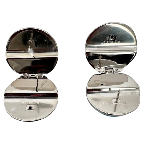 Alaïa Sphere Enamel Earrings in Light Blue Brass - Image 4