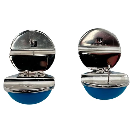 Alaïa Sphere Enamel Earrings in Light Blue Brass - Image 5