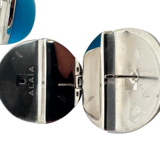 Alaïa Sphere Enamel Earrings in Light Blue Brass - Image 6