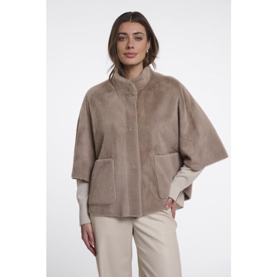 Rino & Pelle Faux fur cape taupe - Image 1