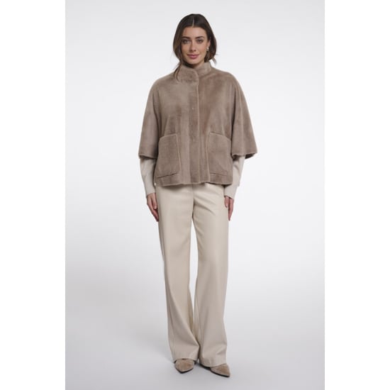 Rino & Pelle Faux fur cape taupe - Image 2