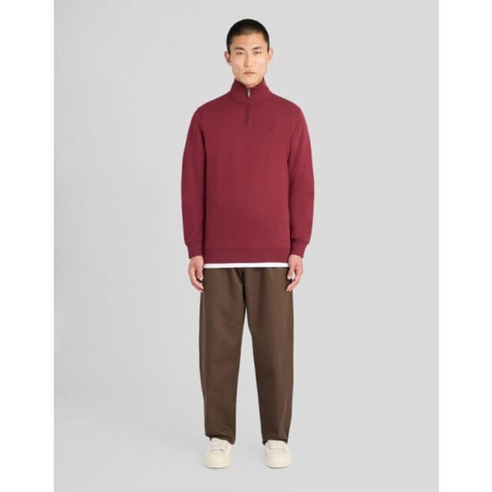 Lyle and Scott Ml2258tont superfine quarter zip burgundy sweater - Image 4