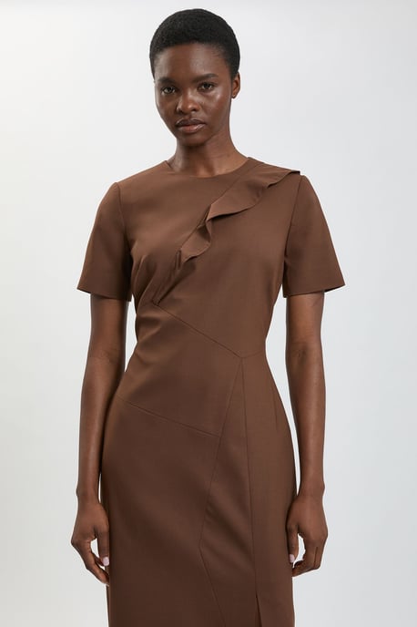Tailored Fold Detail Midi Pencil Dress - Image 2