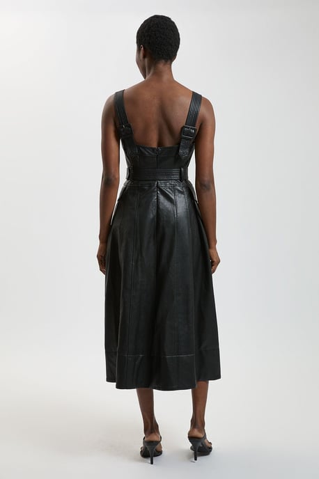 Faux Leather Trench Midi Dress - Image 3