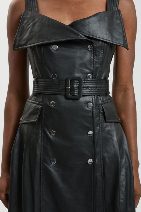 Faux Leather Trench Midi Dress - Image 4