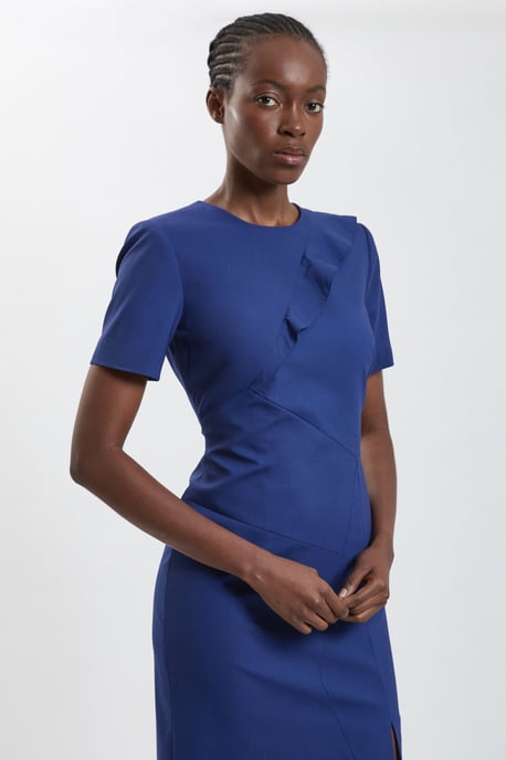 Tailored Fold Detail Midi Pencil Dress - Image 2