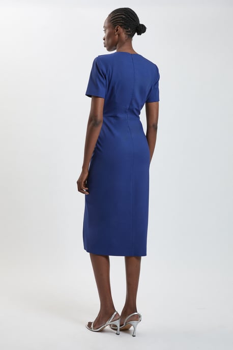 Tailored Fold Detail Midi Pencil Dress - Image 3