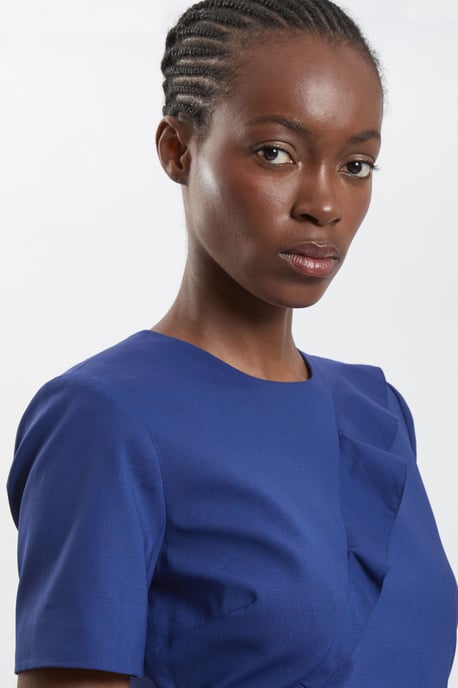 Tailored Fold Detail Midi Pencil Dress - Image 4