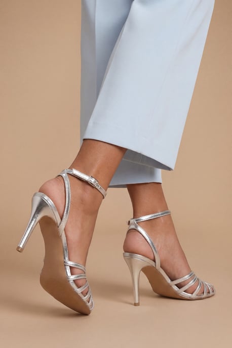 Davey Faux Leather Caged Front High Heel Stiletto Court Shoes - Image 2