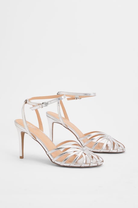Davey Faux Leather Caged Front High Heel Stiletto Court Shoes - Image 3