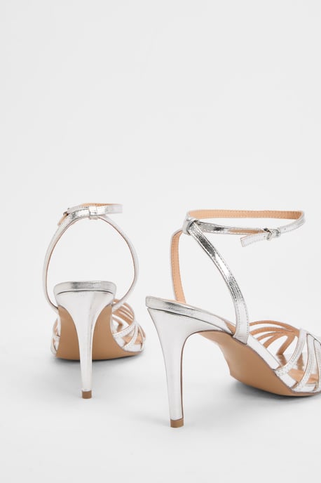 Davey Faux Leather Caged Front High Heel Stiletto Court Shoes - Image 4