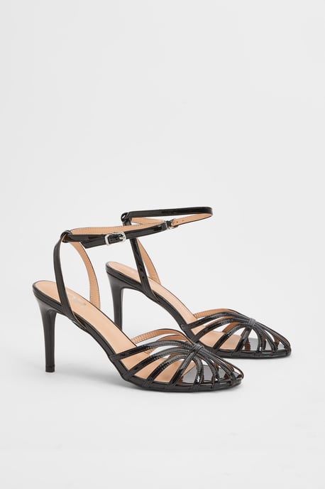 Davey Faux Leather Caged Front High Heel Stiletto Court Shoes - Image 3
