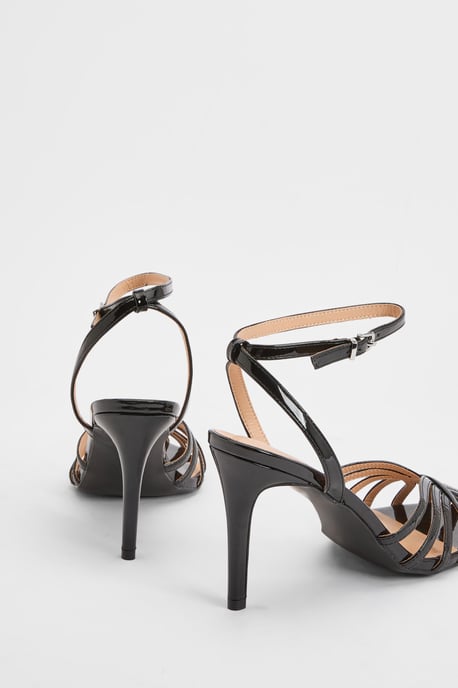 Davey Faux Leather Caged Front High Heel Stiletto Court Shoes - Image 4