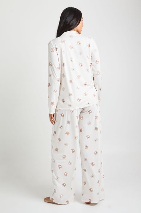 Maternity Bear Print Shirt & Trouser Pyjama Set - Image 2
