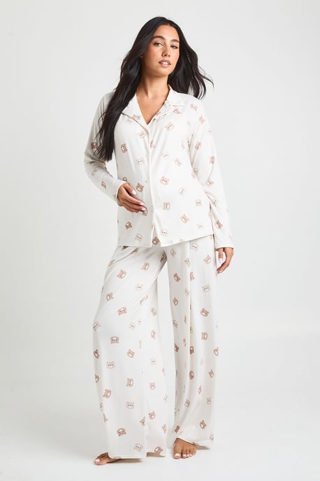 Maternity Bear Print Shirt & Trouser Pyjama Set - Image 3