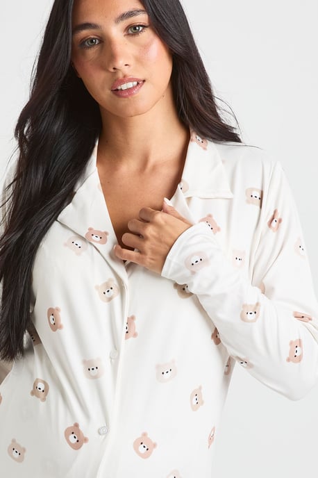 Maternity Bear Print Shirt & Trouser Pyjama Set - Image 4