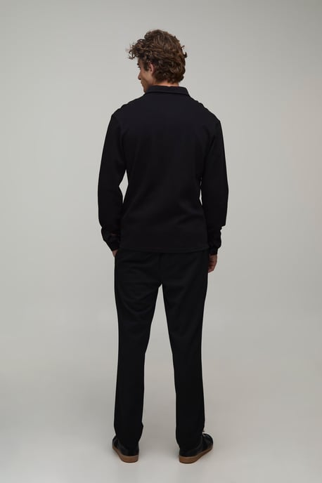 Slim Fit Pique Button Down Collar Jersey Long Sleeve Shirt - Image 2