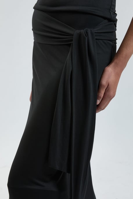 Viscose Jersey Tie Waist Midi Skirt - Image 2