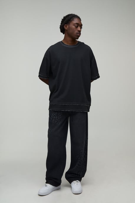 Mixed Animal Print Relaxed Fit Jeans - Image 4