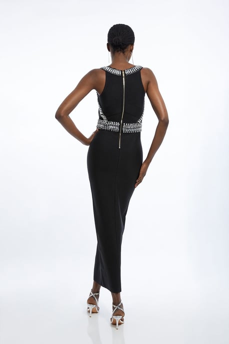 Bandage Figure Form Knit Embellished Maxi Dress - Image 4