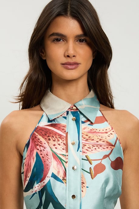 Petite Lilly Print Twill Collared Maxi Dress - Image 4