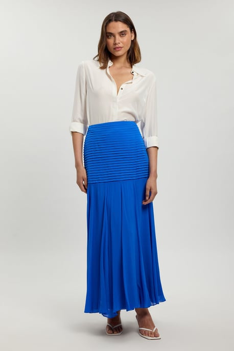 Viscose Georgette Drop Hem Woven Maxi Skirt - Image 4