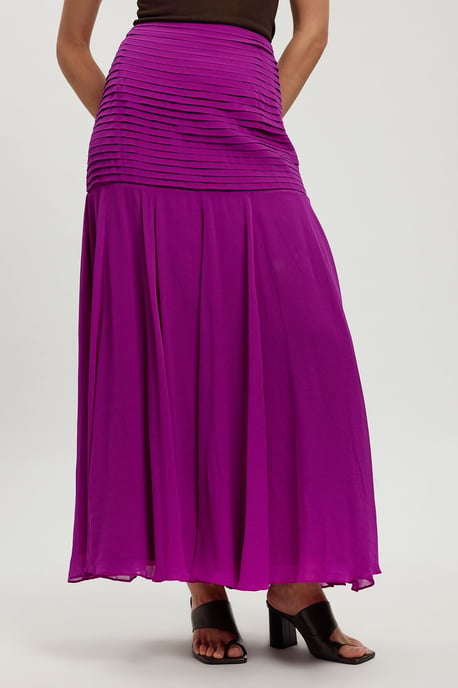 Viscose Georgette Drop Hem Woven Maxi Skirt - Image 2