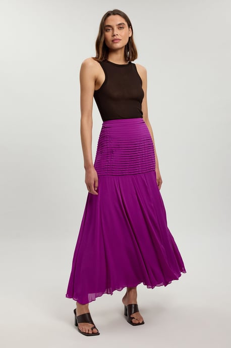 Viscose Georgette Drop Hem Woven Maxi Skirt - Image 3