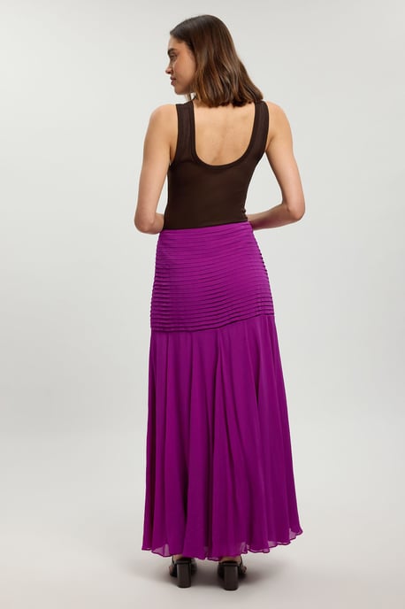 Viscose Georgette Drop Hem Woven Maxi Skirt - Image 4