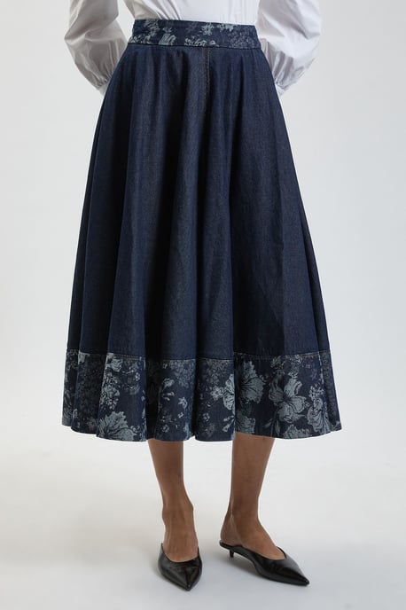 Jacquard Denim Full Skirt - Image 2