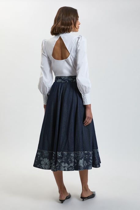 Jacquard Denim Full Skirt - Image 3