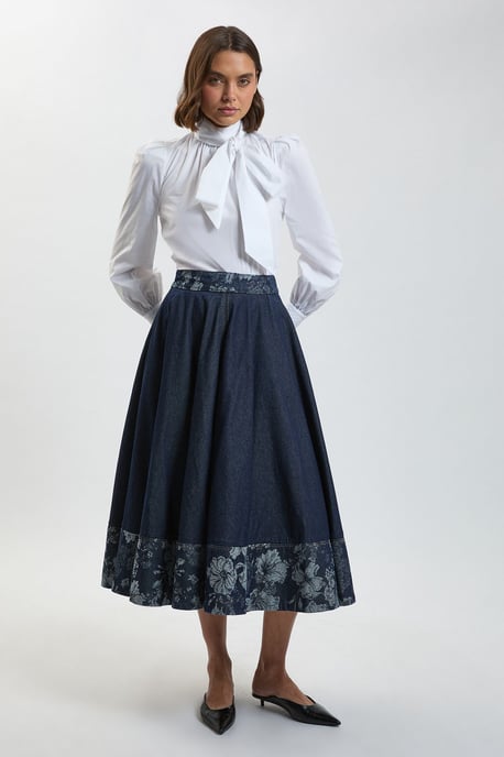 Jacquard Denim Full Skirt - Image 4