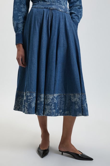 Jacquard Denim Full Skirt - Image 2
