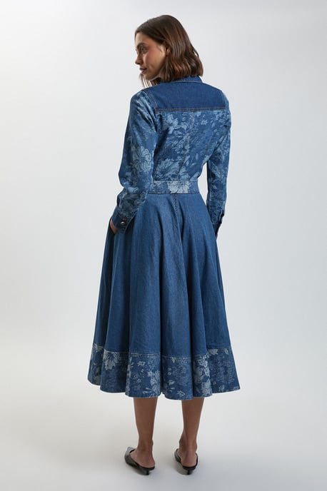 Jacquard Denim Full Skirt - Image 3
