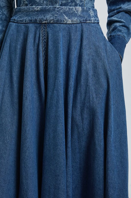Jacquard Denim Full Skirt - Image 4