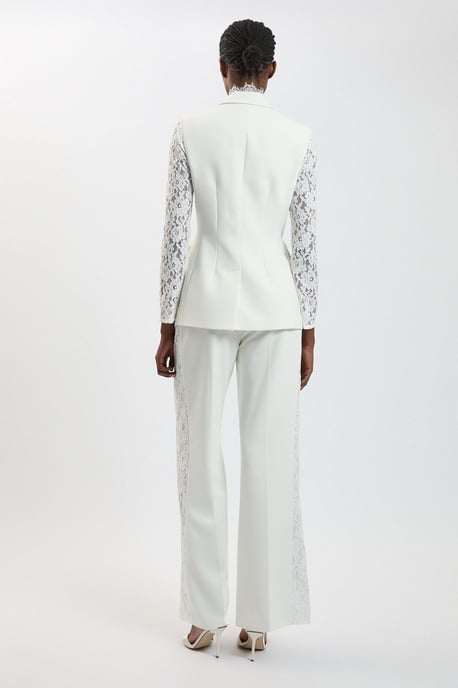 Compact Stretch Lace Mix Tailored Wide Leg Trouser - Image 3